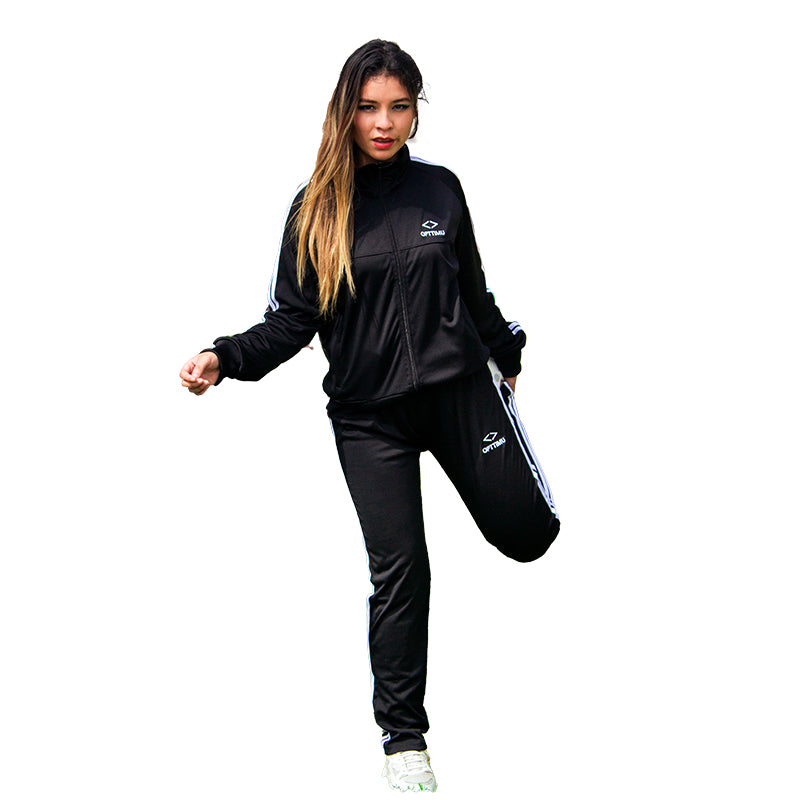 Buzo Conjunto Mujer Deportivo Opttimu OD31 Negro Blanco