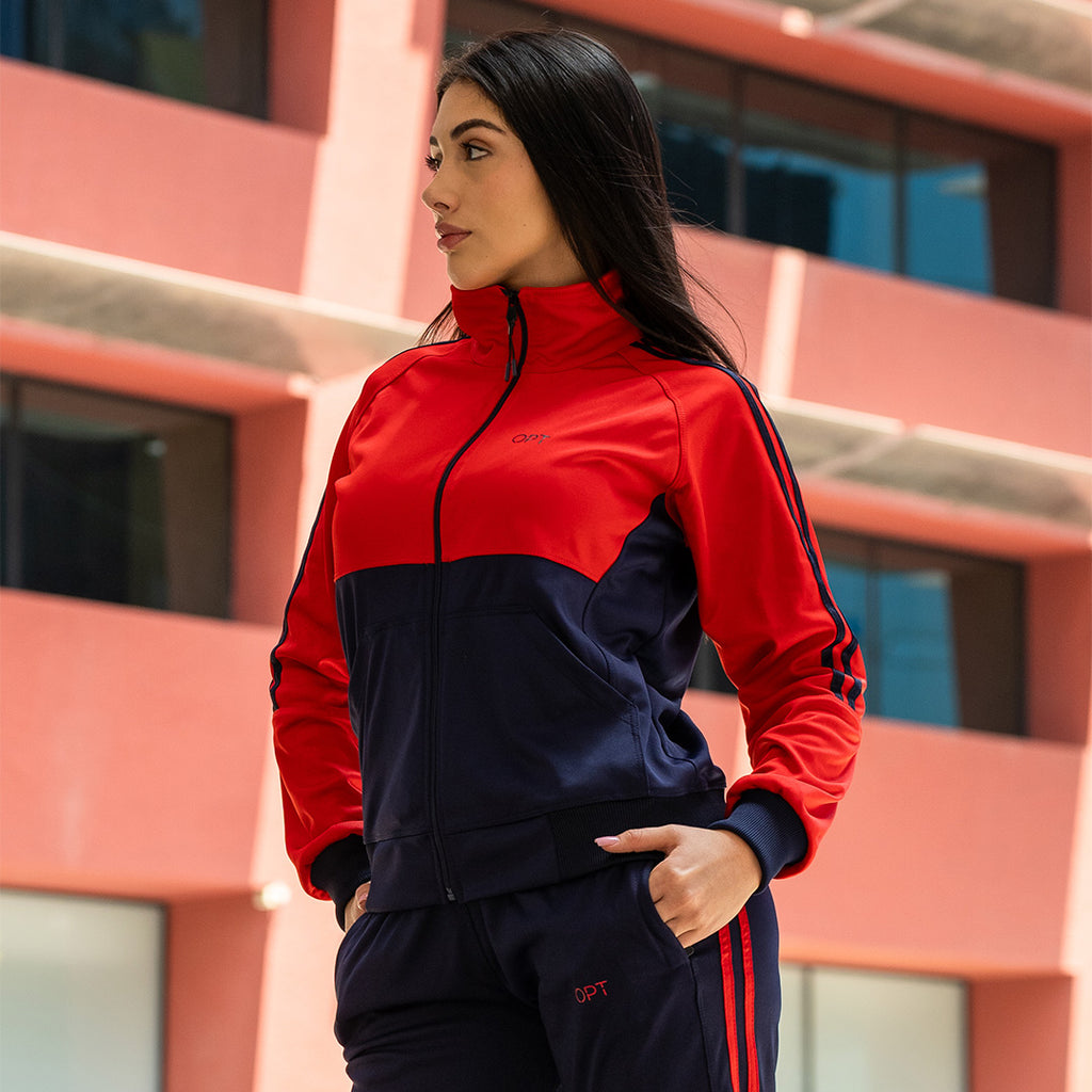 Buzo Conjunto Mujer Deportivo OPT OD109 Rojo Azul