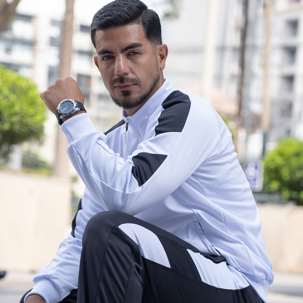 Buzo Conjunto Hombre Deportivo OPT OD114 Blanco Negro