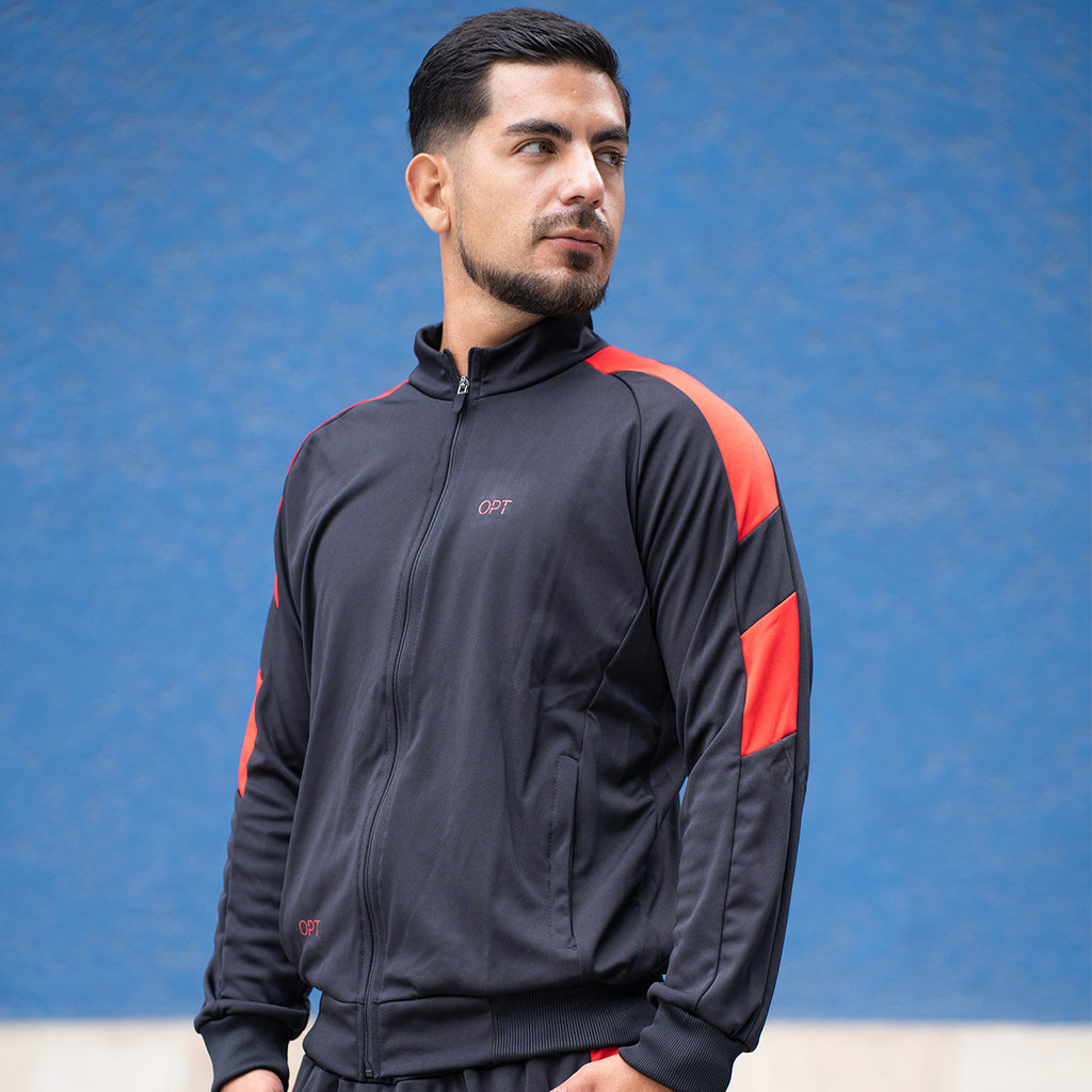 Buzo Conjunto Hombre Deportivo OPT OD115 Negro Rojo