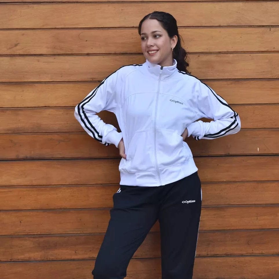Buzo Conjunto Mujer Deportivo Opttimu OD79 Blanco Negro OPT